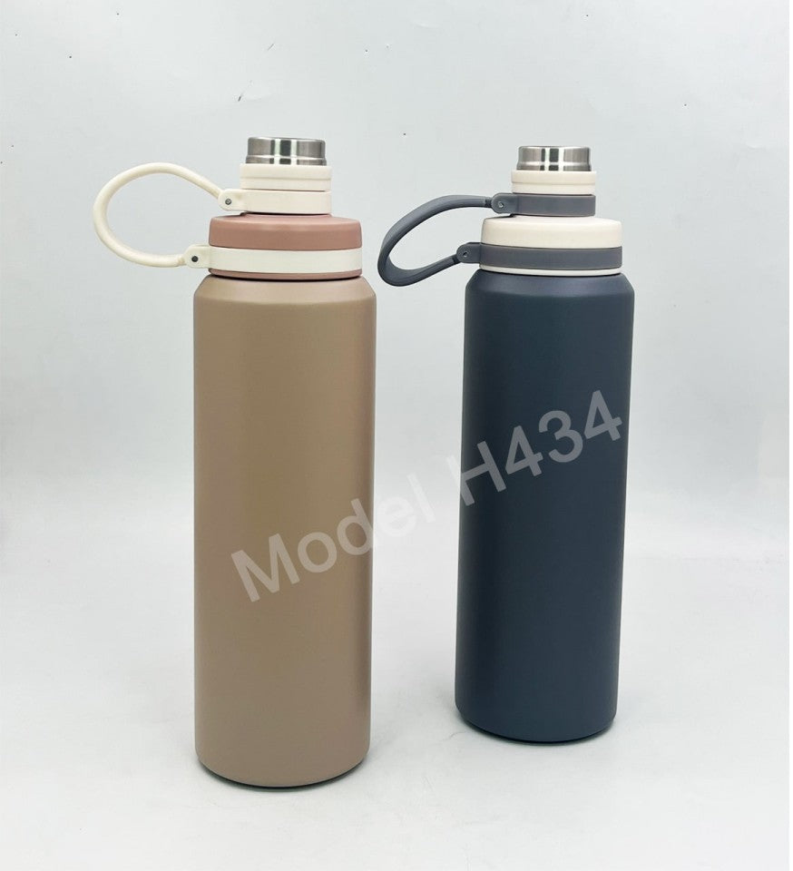 Stainless Steel Vacuum Flask with Attached Cap & Straw – 800ml