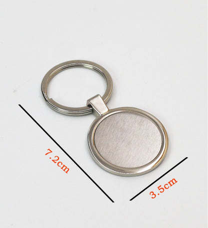 Premium Round Metal Keychain – Silver & Black (Customizable)
