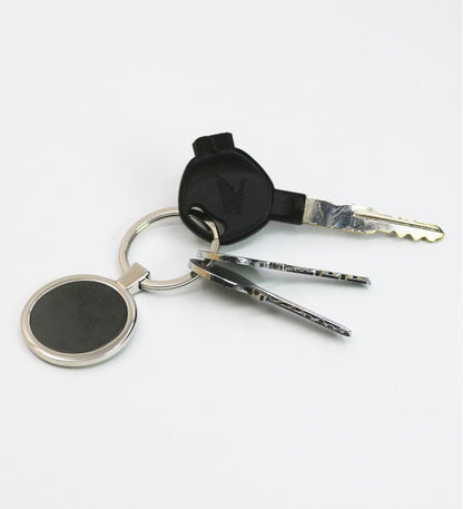 Premium Round Metal Keychain – Silver & Black (Customizable)