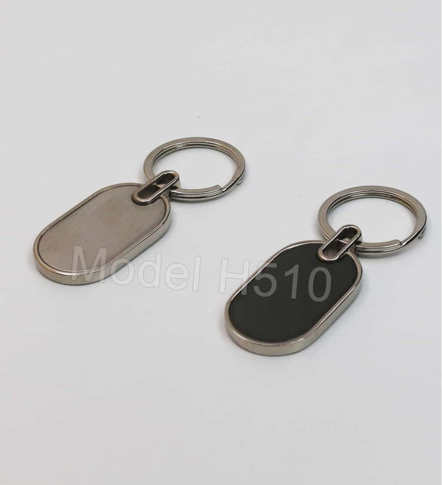 Sleek Metal Keychain – Rectangular Tag with Dual Finish