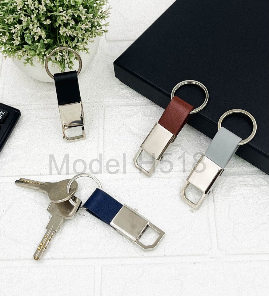 Loop Metal Keychain with PU Strap