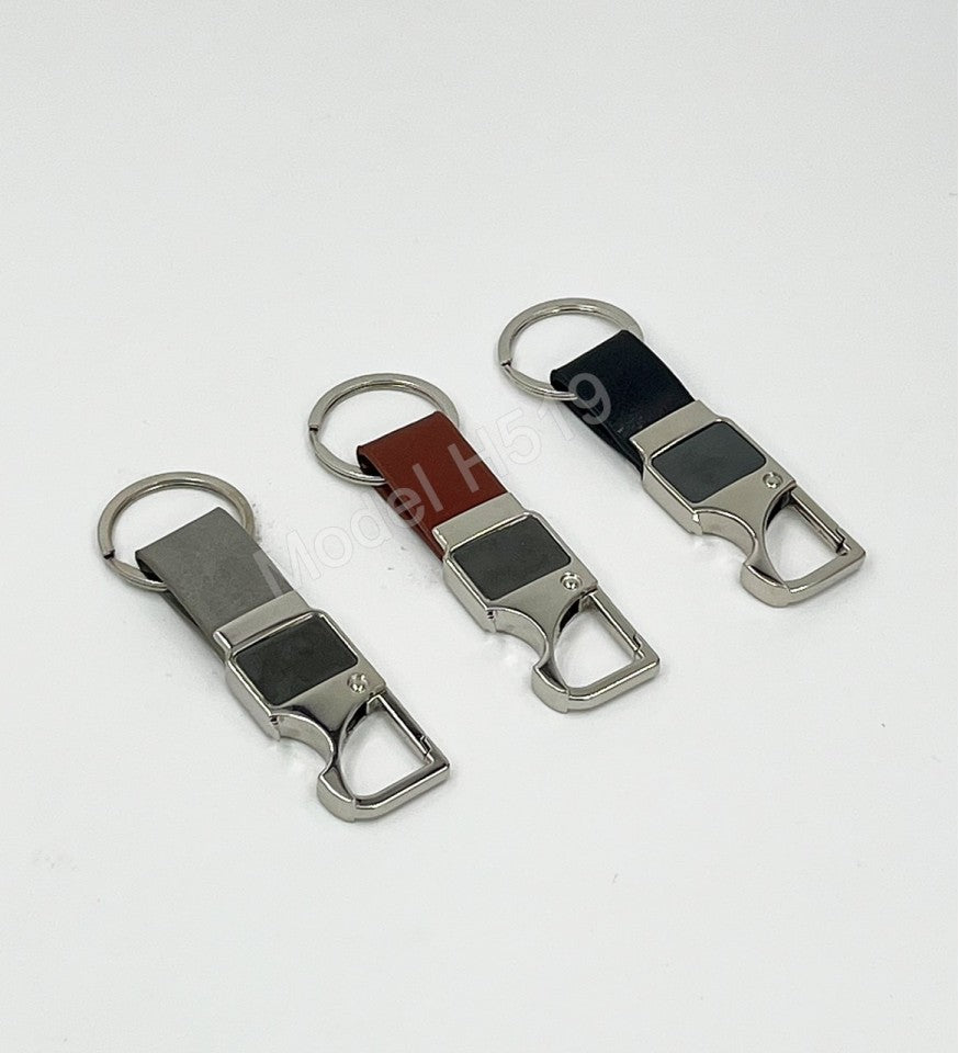 Metal Hook Keychain with Bottle Opener & PU Strap