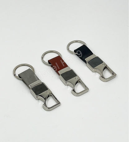 Metal Hook Keychain with Bottle Opener & PU Strap