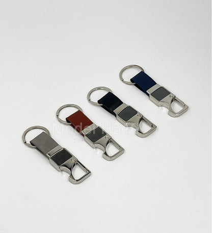 Metal Hook Keychain with Bottle Opener & PU Strap