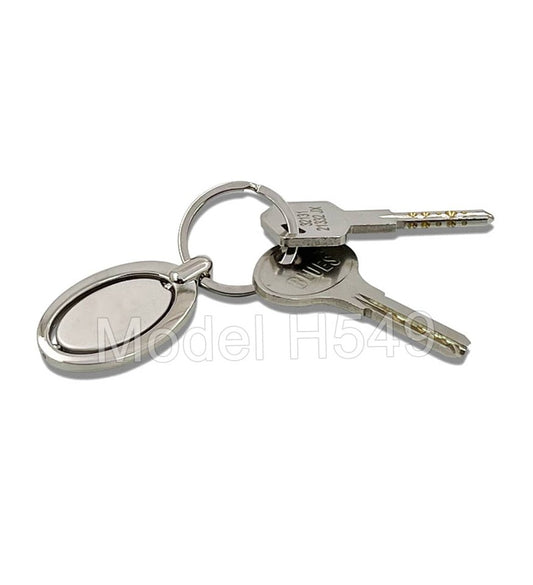 Rotating Oval Metal Keychain