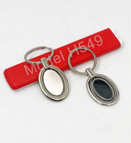 Rotating Oval Metal Keychain