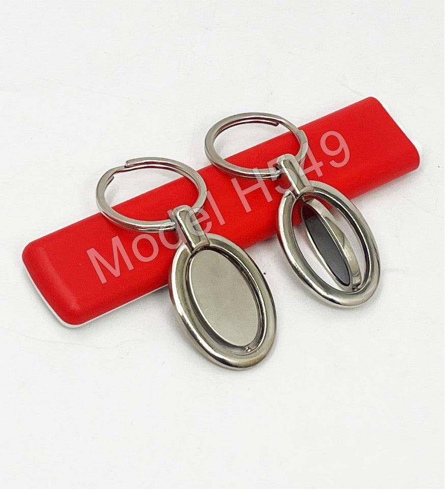 Rotating Oval Metal Keychain