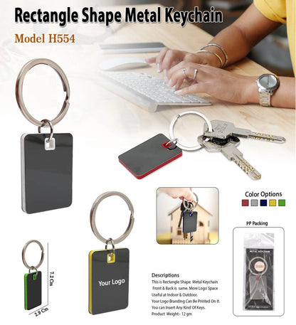 Rectangle Shape Metal Keychain