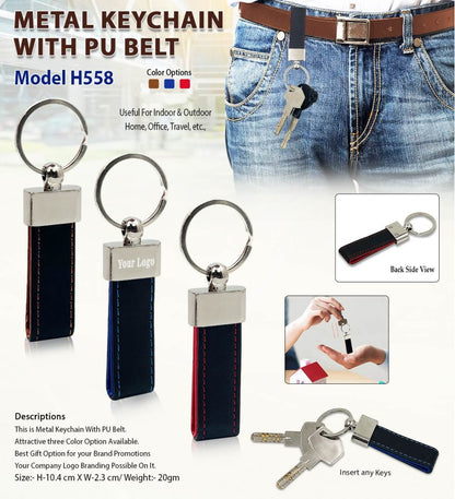 Premium Metal Keychain with PU Leather Strap