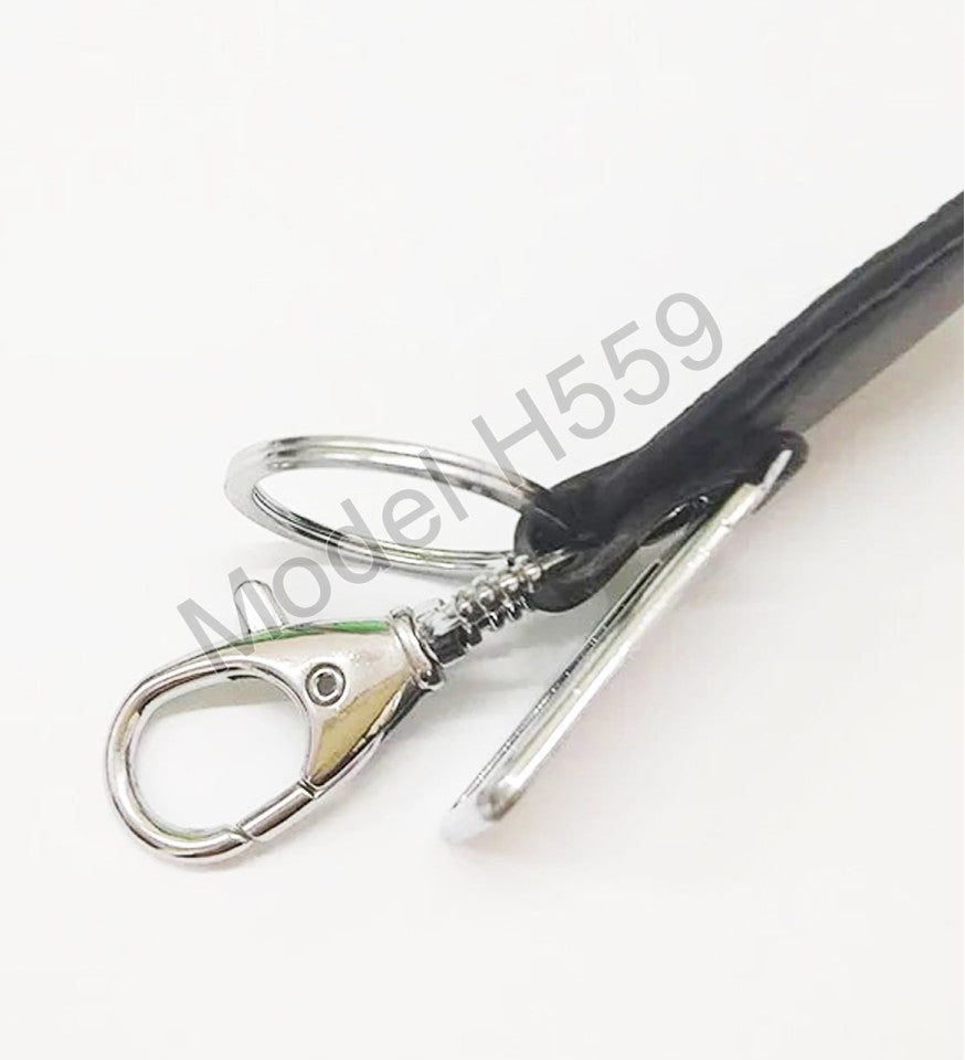 Premium Metal Keychain with Hook & PU Leather