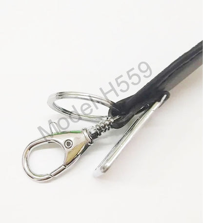 Premium Metal Keychain with Hook & PU Leather