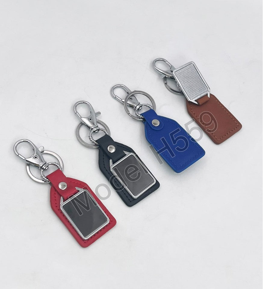 Premium Metal Keychain with Hook & PU Leather