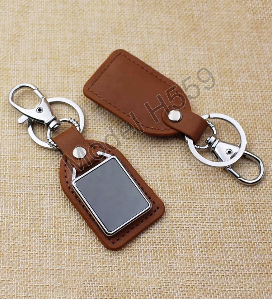Premium Metal Keychain with Hook & PU Leather