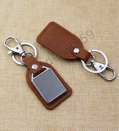 Premium Metal Keychain with Hook & PU Leather