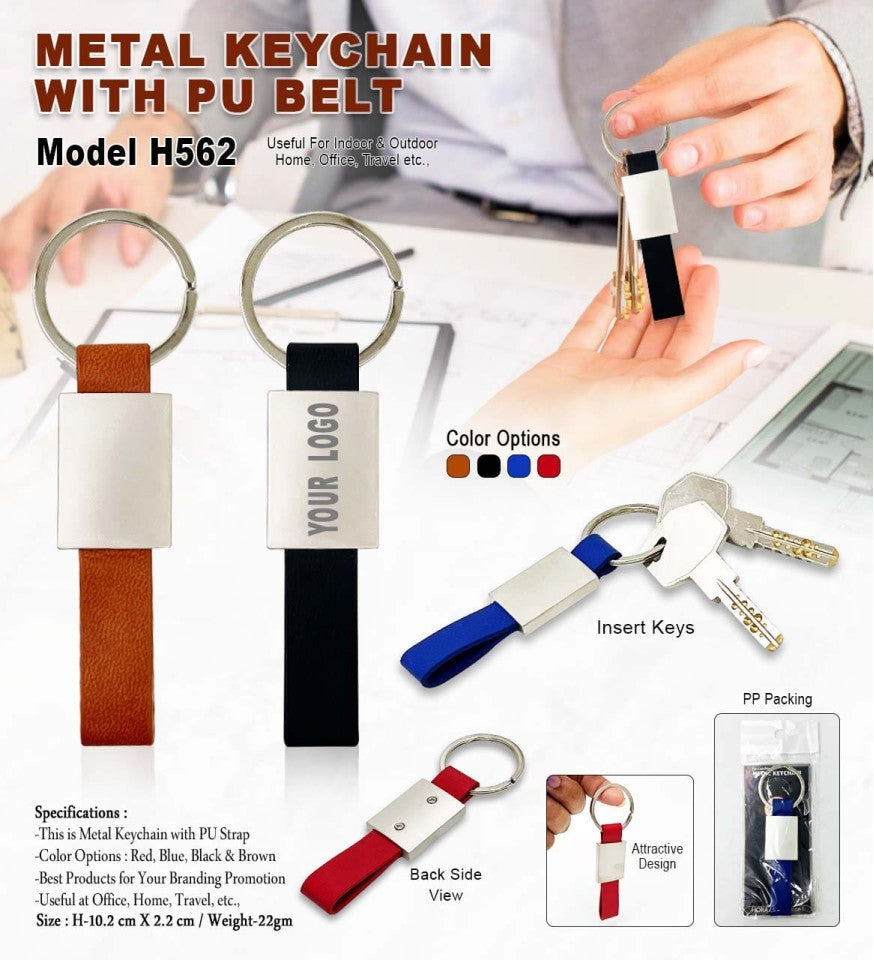 Sleek Metal Keychain with PU Strap