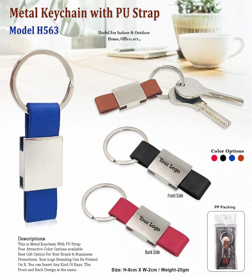 Compact Metal Keychain with PU Strap