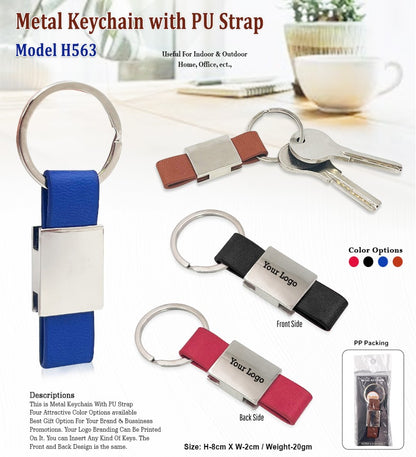 Compact Metal Keychain with PU Strap