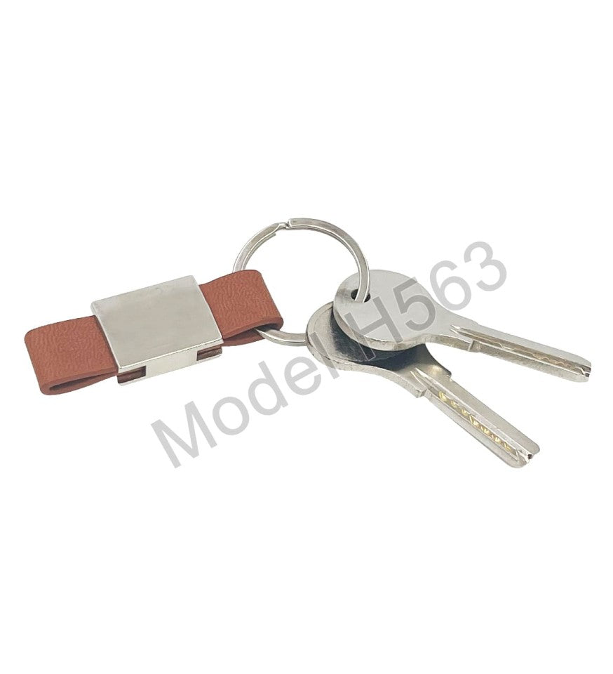 Compact Metal Keychain with PU Strap