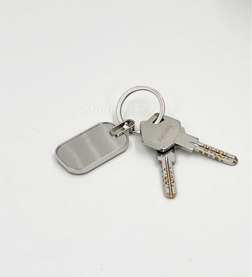 Rounded Rectangle Metal Keychain