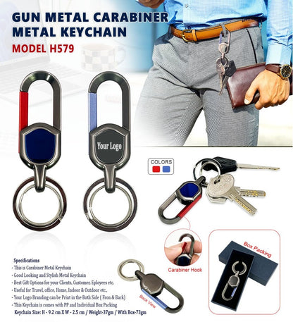 Gun Metal Carabiner Metal Keychain