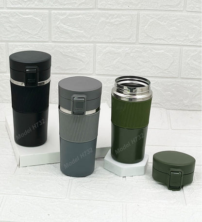 Steel Vacuum Travel Tumbler Mug with Rubber Grip – 400ml