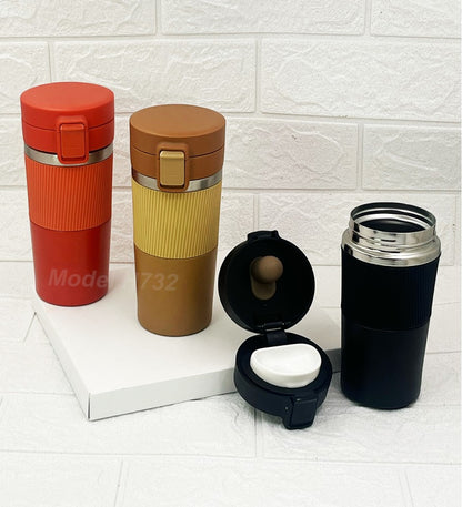 Steel Vacuum Travel Tumbler Mug with Rubber Grip – 400ml