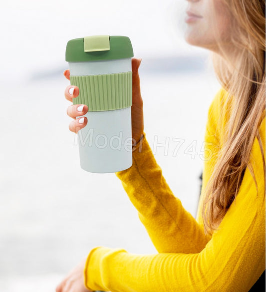 Steel Vacuum Travel Mug with Rubber Grip – 450ml