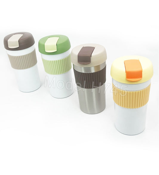 Steel Vacuum Travel Mug with Rubber Grip – 450ml