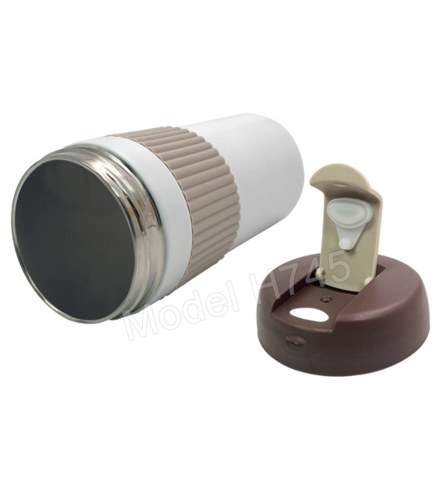 Steel Vacuum Travel Mug with Rubber Grip – 450ml