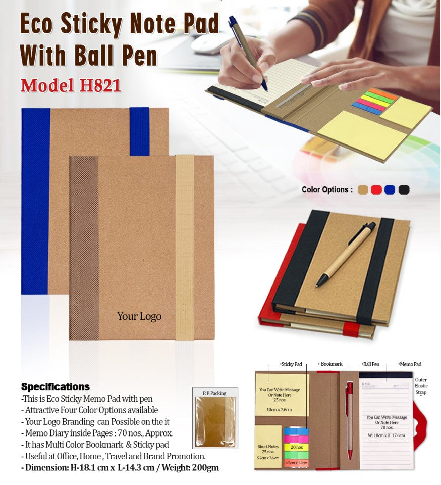 Eco Sticky Note Pad With Ball Pen