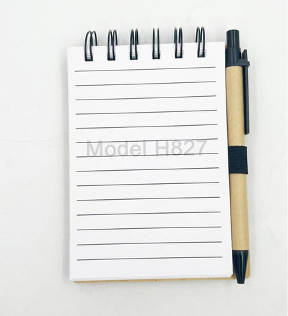 Spiral Hard Wood Cover Eco Sticky Notepad with Ball Pen