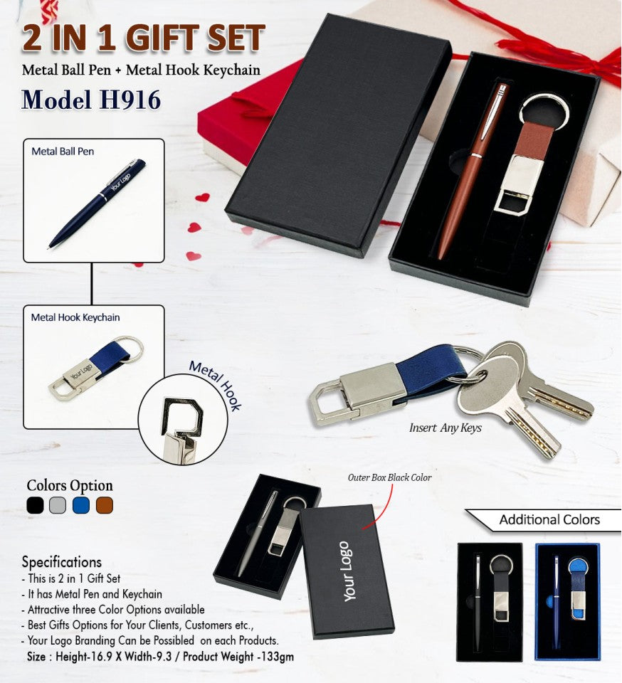 Elegant Utility Duo – Pen & Metal Keychain