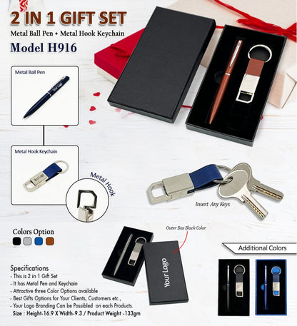 Elegant Utility Duo – Pen & Metal Keychain
