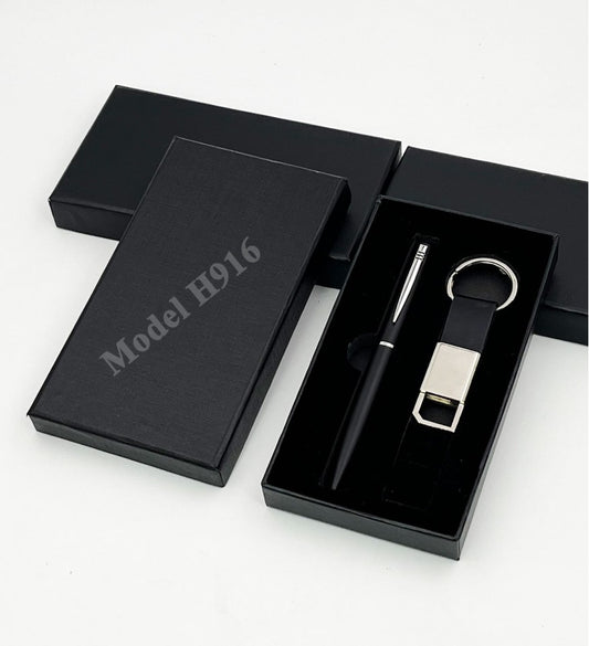 Elegant Utility Duo – Pen & Metal Keychain