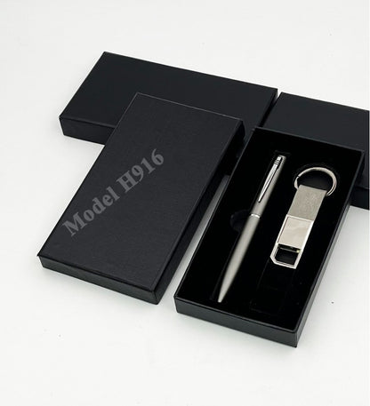 Elegant Utility Duo – Pen & Metal Keychain