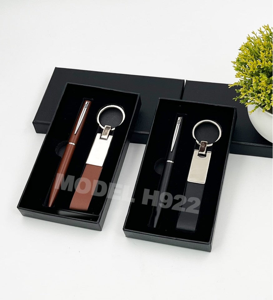 Metal Pen and PU Belt Metal Keychain – Gift Set