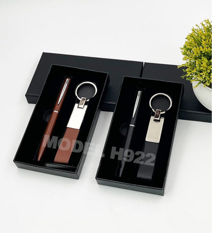 Metal Pen and PU Belt Metal Keychain – Gift Set