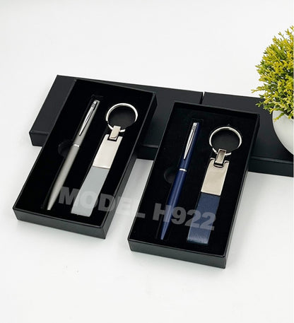 Metal Pen and PU Belt Metal Keychain – Gift Set