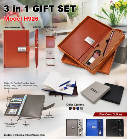 Corporate Gift Combo Set – Diary, Pen & Keychain