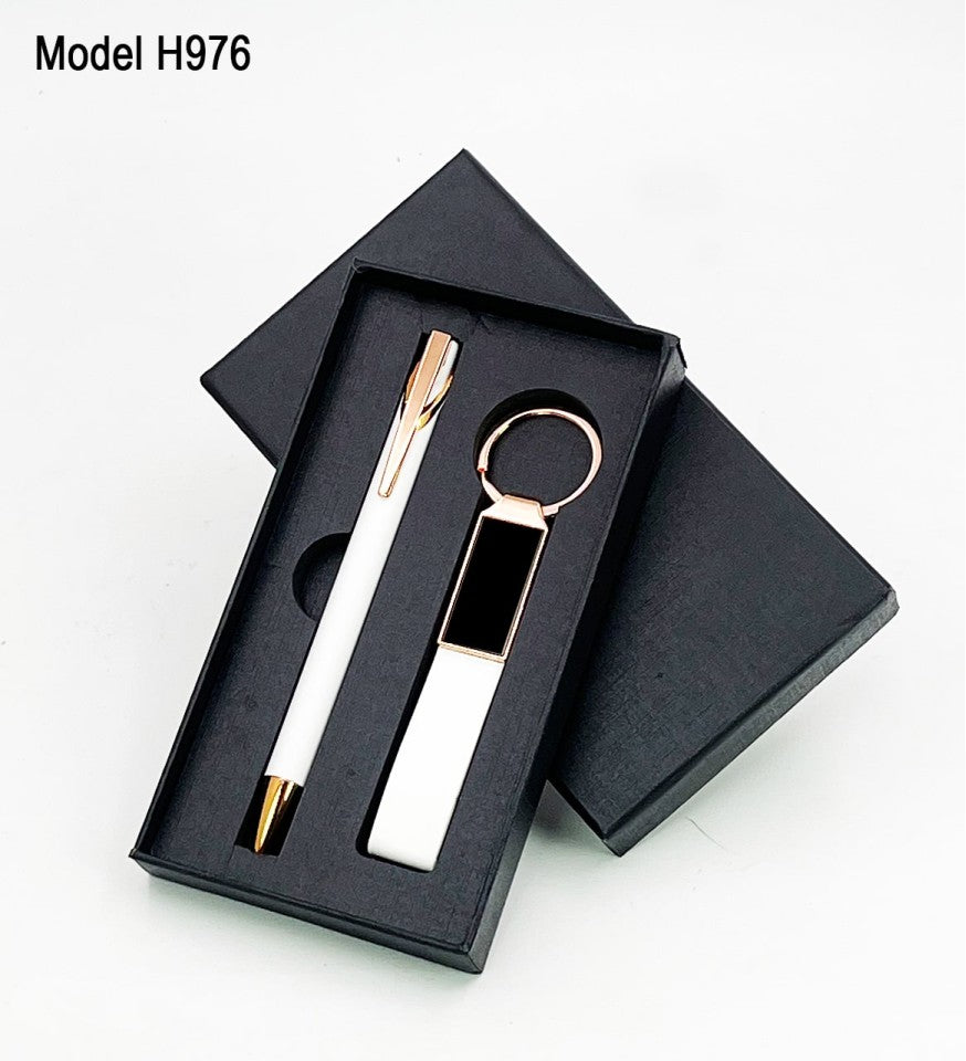 2-in-1 Gift Set – Metal Ball Pen Metal Keychain with PU Belt