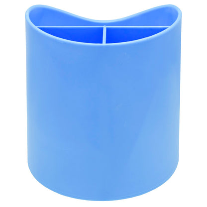 Blue Multi-Compartment Rotating Desk Organizer with Transparent Drawers