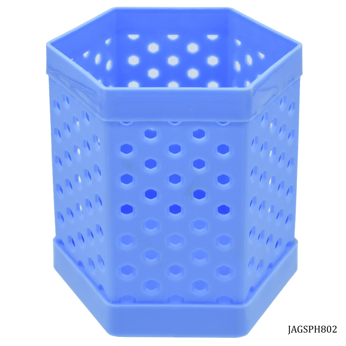 Hexagon Perforated Plastic Pen Holder – Blue