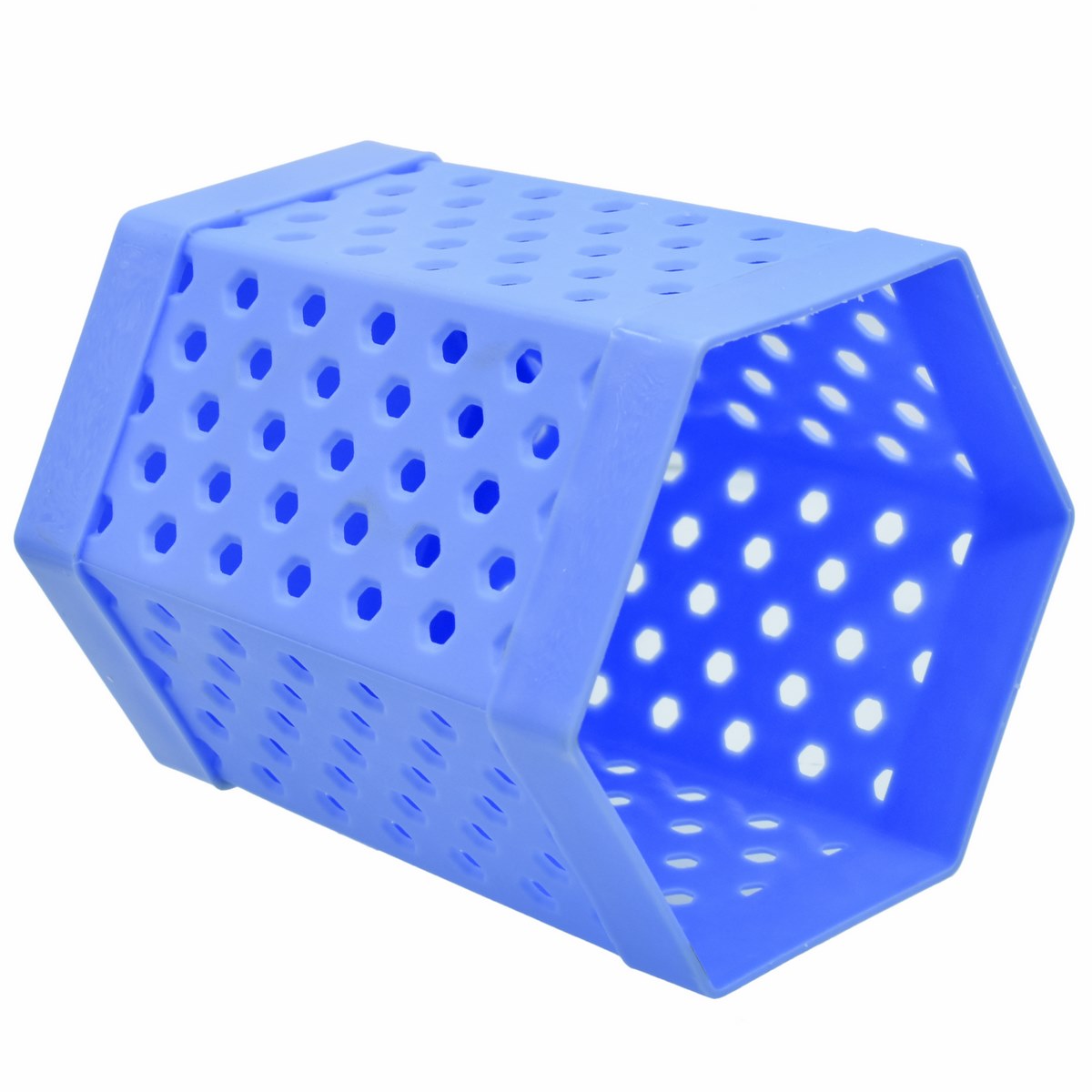 Hexagon Perforated Plastic Pen Holder – Blue