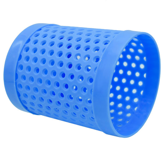 Blue Perforated Round Plastic Pen Stand