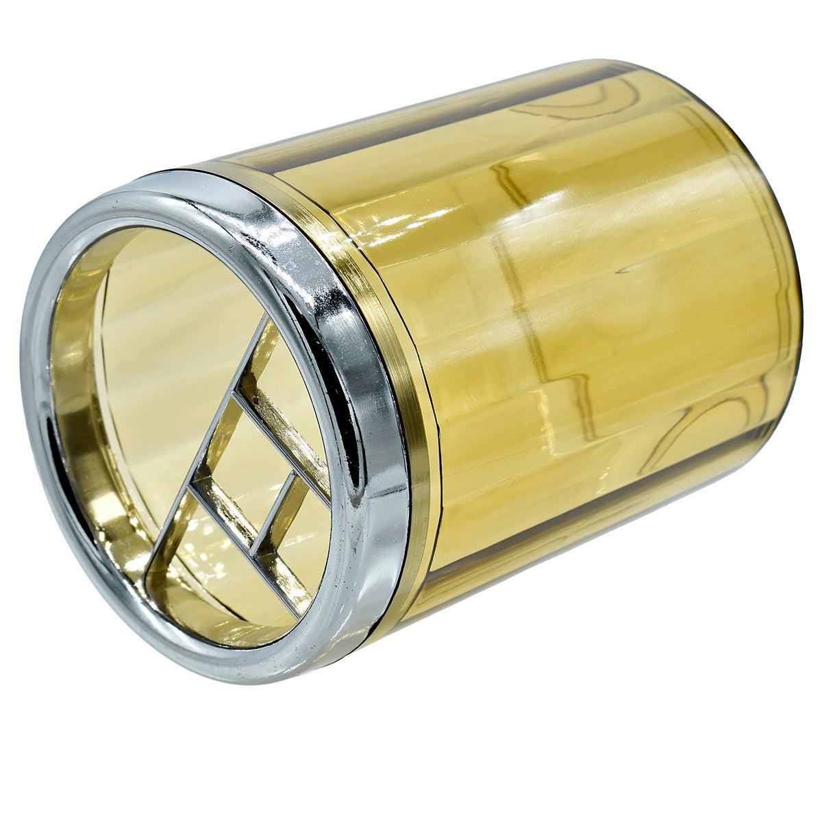 Round Transparent Pen Holder with Chrome Rim
