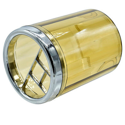 Round Transparent Pen Holder with Chrome Rim