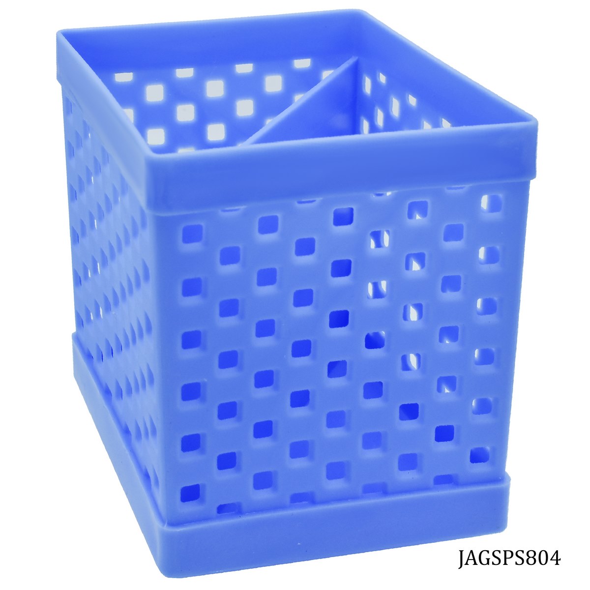Square Perforated Plastic Pen Holder – Blue