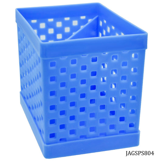 Square Perforated Plastic Pen Holder – Blue