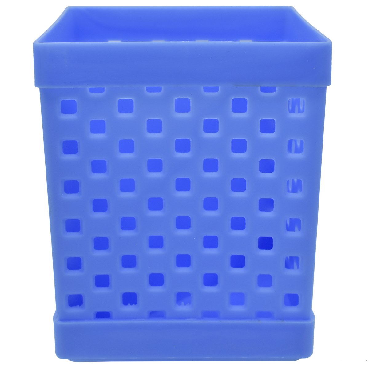 Square Perforated Plastic Pen Holder – Blue