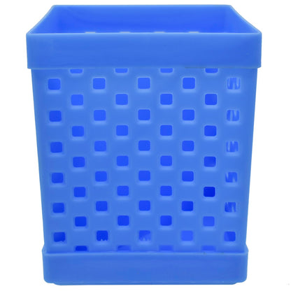 Square Perforated Plastic Pen Holder – Blue